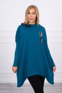 Bluza oversize z asymetrycznymi bokami morski