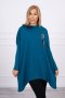 Bluza oversize z asymetrycznymi bokami morski UNI