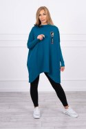 Bluza oversize z asymetrycznymi bokami morski