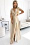 Satynowa długa suknia z dekoltem złota Crystal XL