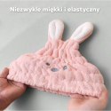 Ręcznik turban na włosy szybkoschnący - biały króliczek REC55WZ1