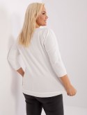 Bluzka damska plus size ze ściągaczami ecru rękaw 3/4