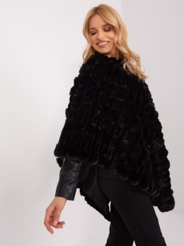 Poncho damskie czarne ciepłe zimowe Wool Fashion Italia