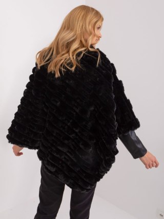 Poncho damskie czarne ciepłe zimowe Wool Fashion Italia