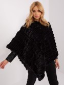 Poncho damskie czarne ciepłe zimowe Wool Fashion Italia