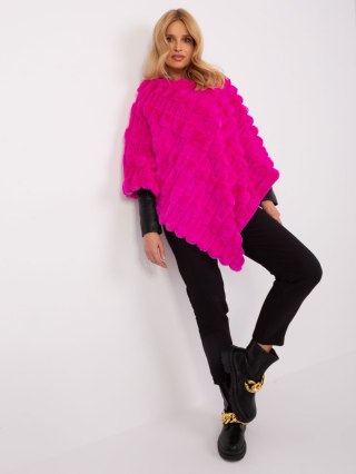 Poncho damskie fuksjowe ciepłe zimowe Wool Fashion Italia