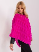 Poncho damskie fuksjowe ciepłe zimowe Wool Fashion Italia