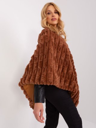 Poncho damskie brązowe ciepłe zimowe Wool Fashion Italia