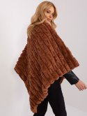 Poncho damskie brązowe ciepłe zimowe Wool Fashion Italia