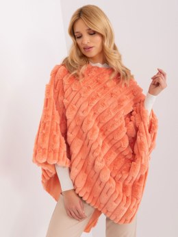 Poncho damskie pomarańczowe ciepłe zimowe Wool Fashion Italia