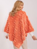 Poncho damskie pomarańczowe ciepłe zimowe Wool Fashion Italia