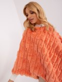 Poncho damskie pomarańczowe ciepłe zimowe Wool Fashion Italia