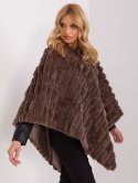 Poncho damskie brązowe ciepłe zimowe Wool Fashion Italia