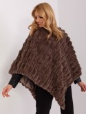 Poncho damskie brązowe ciepłe zimowe Wool Fashion Italia