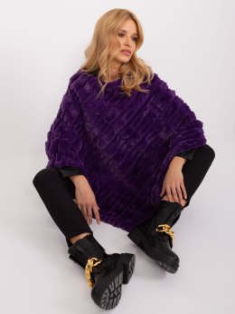 Poncho damskie fioletowe ciepłe zimowe Wool Fashion Italia