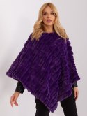 Poncho damskie fioletowe ciepłe zimowe Wool Fashion Italia