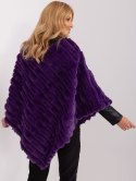 Poncho damskie fioletowe ciepłe zimowe Wool Fashion Italia