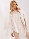 Poncho damskie ecru ciepłe zimowe Wool Fashion Italia