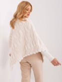 Poncho damskie ecru ciepłe zimowe Wool Fashion Italia