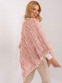 Poncho damskie różowe ciepłe zimowe Wool Fashion Italia