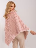 Poncho damskie różowe ciepłe zimowe Wool Fashion Italia