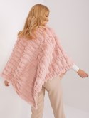 Poncho damskie różowe ciepłe zimowe Wool Fashion Italia