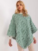 Poncho damskie pistacjowe ciepłe zimowe Wool Fashion Italia