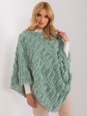 Poncho damskie pistacjowe ciepłe zimowe Wool Fashion Italia