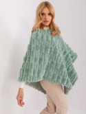 Poncho damskie pistacjowe ciepłe zimowe Wool Fashion Italia