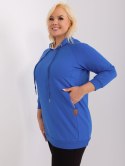 Bluza damska ciemno niebieska plus size ze ściągaczami