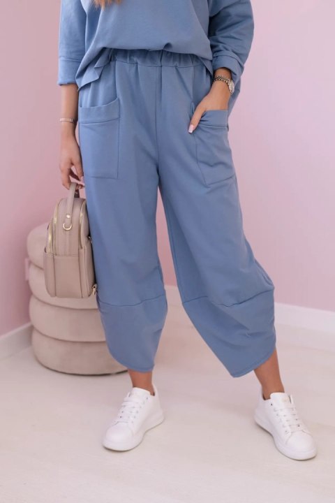 Komplet bawełniany bluza i spodnie jeansowy, oversize, włoski