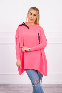 Bluza oversize z asymetrycznymi bokami różowy neon