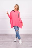 Bluza oversize z asymetrycznymi bokami różowy neon