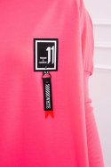 Bluza oversize z asymetrycznymi bokami różowy neon