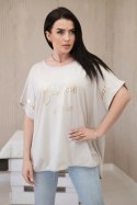 Bluzka bawełniana dekatyzowana plus size beżowa