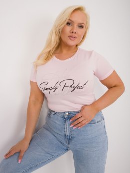 T-shirt bluzka damska z dżetami plus sieze jasny różowy