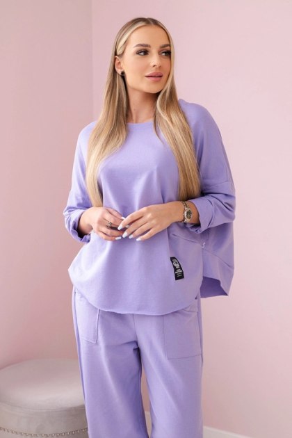 Komplet damski bluza i spodnie fioletowy oversize włoski