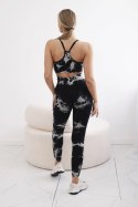 Komplet fitness top z regulowanymi ramiączkami + legginsy push up czarny