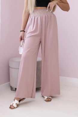Spodnie z szeroką gumą w pasie ciemno różowe, szeroka nogawka
