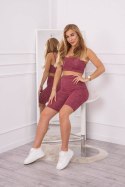 Komplet sportowy top + legginsy różowy