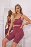 Komplet sportowy top + legginsy różowy