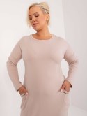 Tunika sukienka casoulowa beżowa plus size