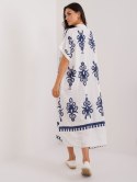 Sukienka maxi boho biało-granatowa z printem oversize