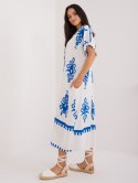 Sukienka maxi boho niebieska z printem oversize