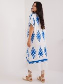 Sukienka maxi boho niebieska z printem oversize