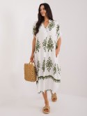 Sukienka maxi boho khaki z printem oversize