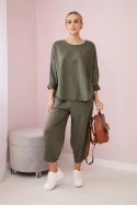 Komplet damski bluza i spodnie khaki oversize włoski