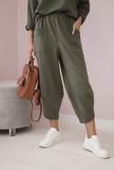 Komplet damski bluza i spodnie khaki oversize włoski