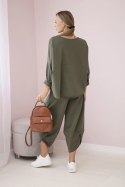 Komplet damski bluza i spodnie khaki oversize włoski