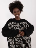 Sweter czarny luźny z napisami cousalowy Badu